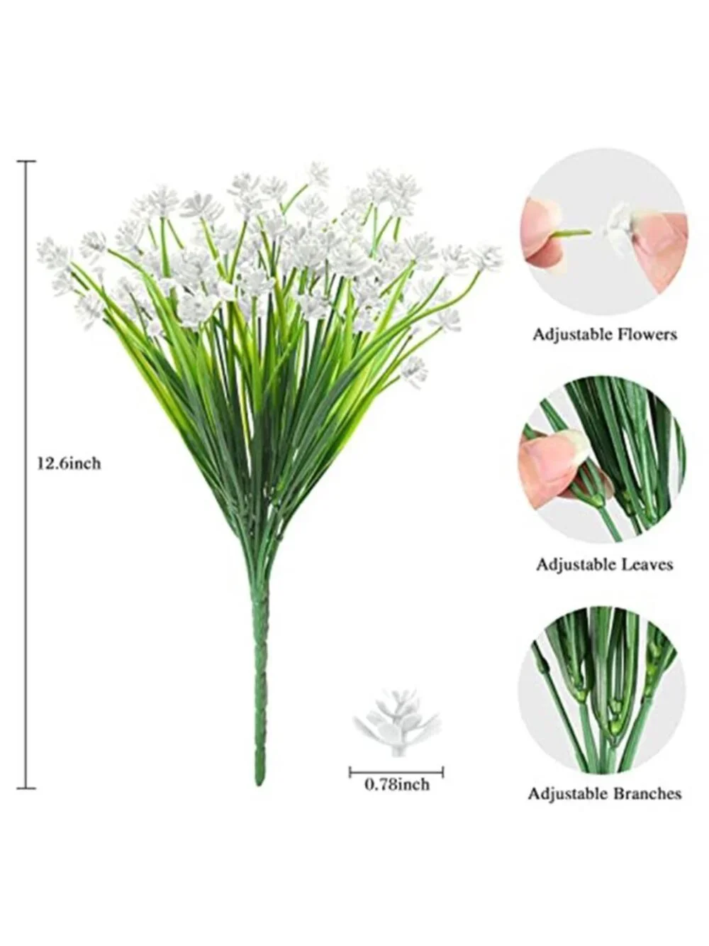 Artificial White Flowers Outdoor UV Resistant Faux Plants Garden Decor Set